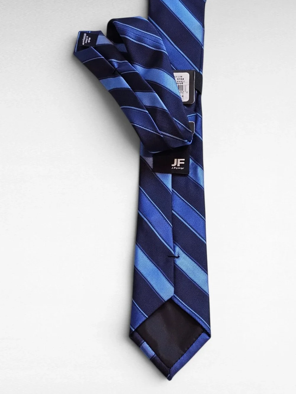 JF J. Ferrar Necktie with Tie Clip Narrow Blue and Black